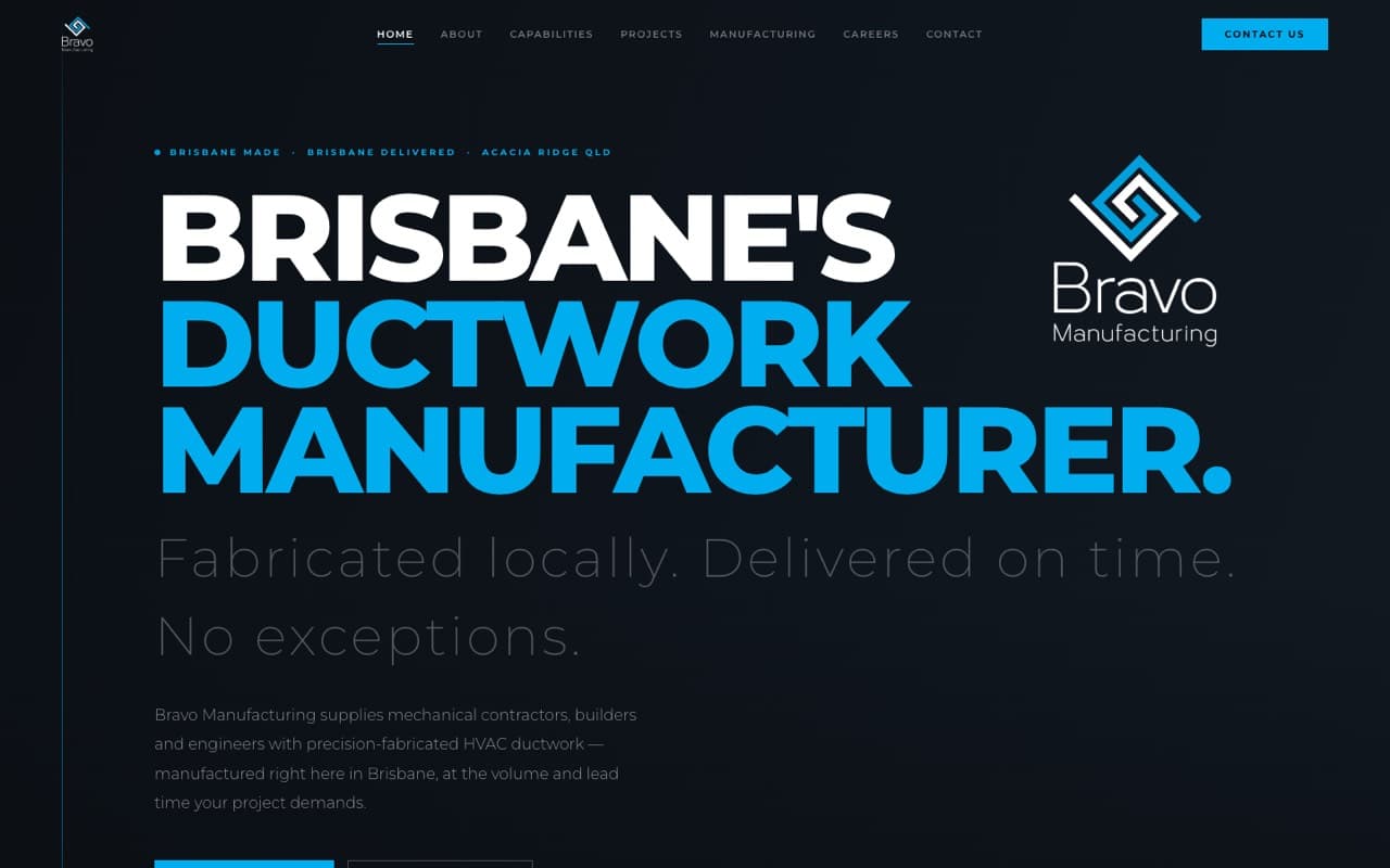 The Bravo Manufacturing website built by Summit Growth Systems