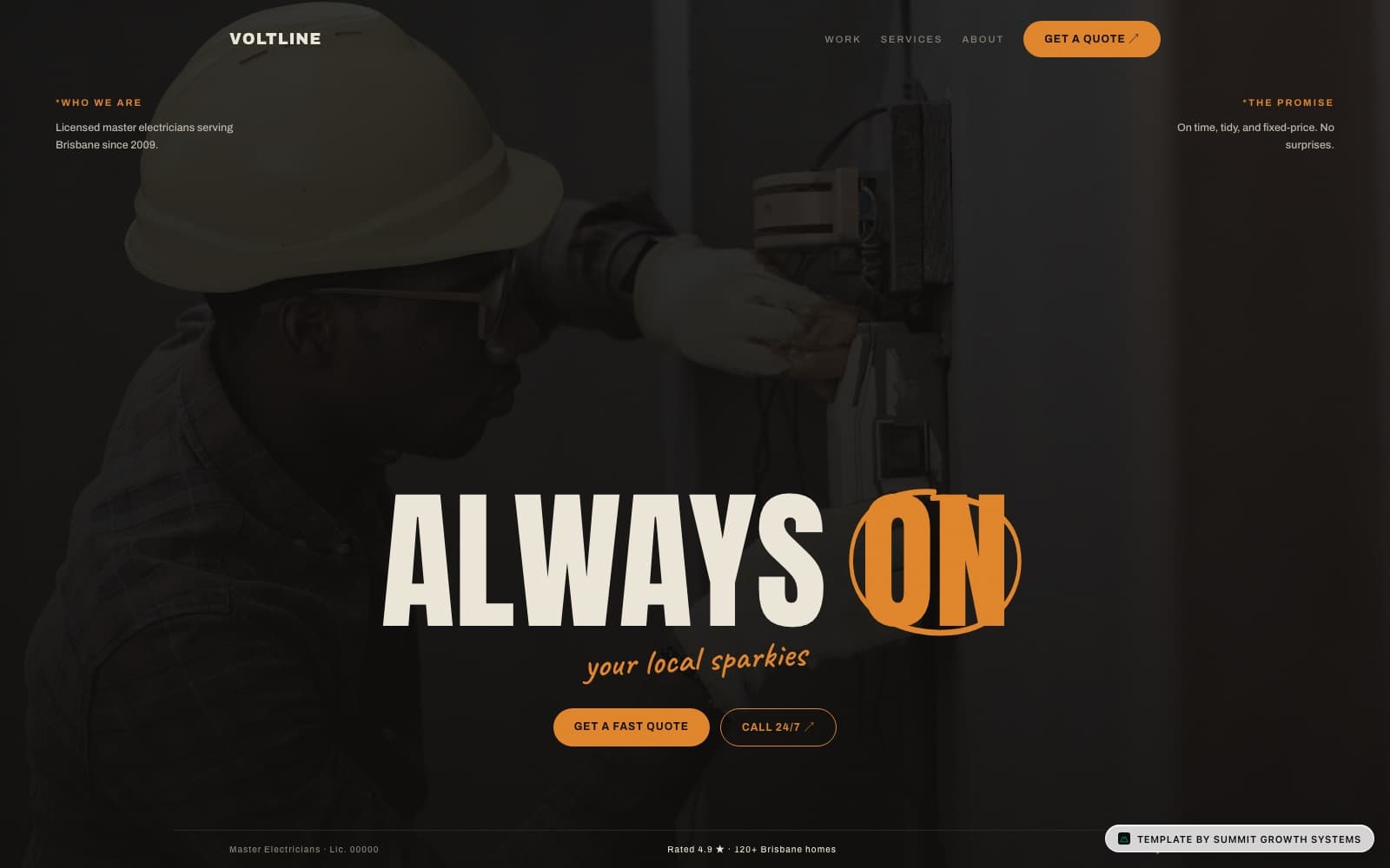 Electrical & trades website screenshot